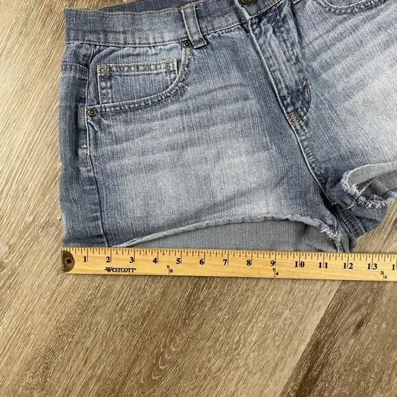 Mudd High Rise Raw Hem Daisy Duke Jean Shorts Women’s 13 Distressed Vintage Cut - Picture 15 of 16